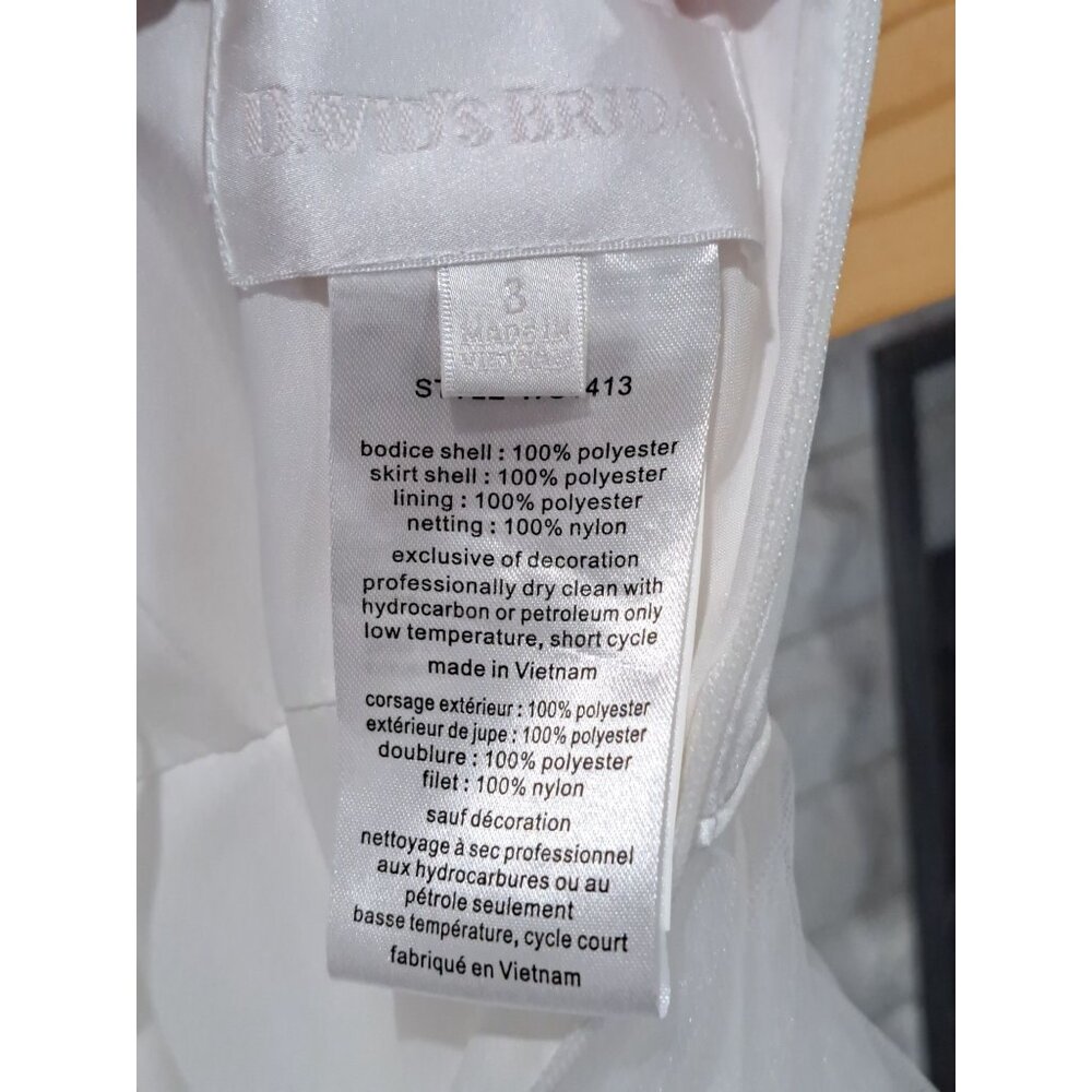 Davids Bridal Flower Girl Double Strap Dress Soft White  Satin Edge Hem Tulle 3 - Picture 6 of 8